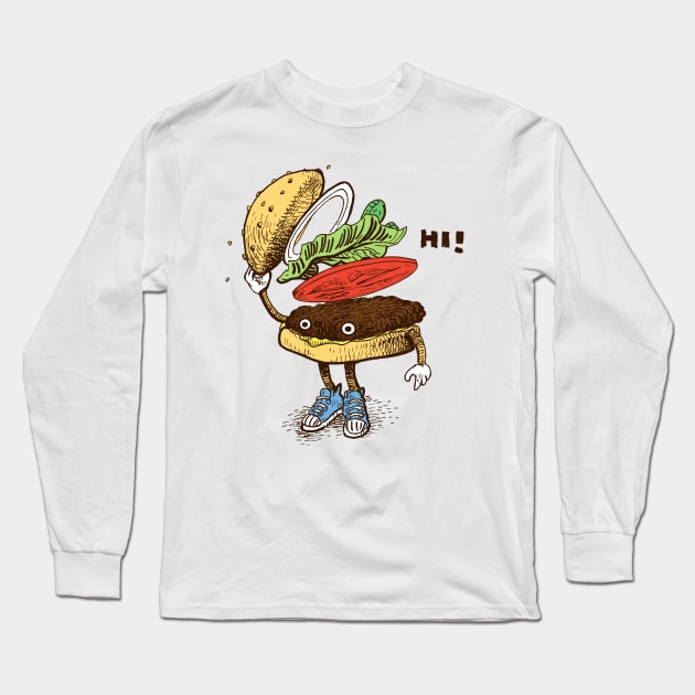 Burger Greeting Long Sleeve T-Shirt by opifan64